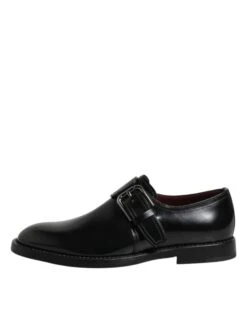 Dolce & Gabbana Black Leather Monk Strap Derby Formal Men's Shoes -Lux Lair Store 8360055