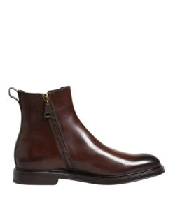 Dolce & Gabbana Brown Chelsea Leather Mid Calf Boots Men's Shoes