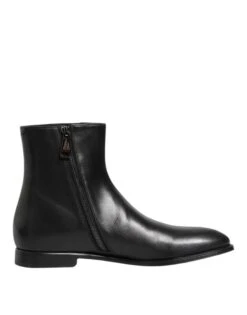 Dolce & Gabbana Black Leather Mid Calf Men Boots Men's Shoes
