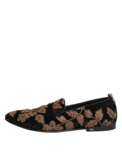 Dolce & Gabbana Black Floral Embroidery Men Loafers Men's Shoes (Pre-Owned) -Lux Lair Store 8360089