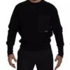 Dolce & Gabbana Black Cotton Crewneck Sweatshirt Men's Sweater 1 Dolce & Gabbana Black Cotton Crewneck Sweatshirt Men's Sweater -Lux Lair Store 8372776