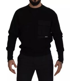 Dolce & Gabbana Black Cotton Crewneck Sweatshirt Men's Sweater