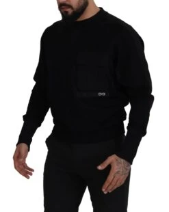 Dolce & Gabbana Black Cotton Crewneck Sweatshirt Men's Sweater -Lux Lair Store 8372785
