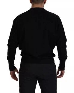 Dolce & Gabbana Black Cotton Crewneck Sweatshirt Men's Sweater -Lux Lair Store 8372786