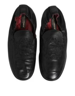 Dolce & Gabbana Black Leather Slip On Men Flat Loafers Men's Shoes (Pre-Owned) 10 Dolce & Gabbana Black Leather Slip On Men Flat Loafers Men's Shoes (Pre-Owned) -Lux Lair Store 8375997
