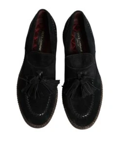 Dolce & Gabbana Black Suede Tassel Embellished Loafers Men's Shoes 10 Dolce & Gabbana Black Suede Tassel Embellished Loafers Men's Shoes -Lux Lair Store 8376134