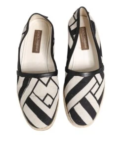 Dolce & Gabbana Black White Stripes Flat Espadrille Men's Shoes (Pre-Owned) -Lux Lair Store 8376211