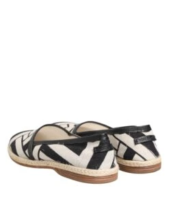 Dolce & Gabbana Black White Stripes Flat Espadrille Men's Shoes (Pre-Owned) -Lux Lair Store 8376213