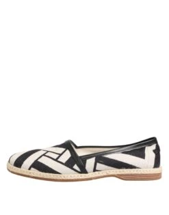 Dolce & Gabbana Black White Stripes Flat Espadrille Men's Shoes (Pre-Owned) -Lux Lair Store 8376214