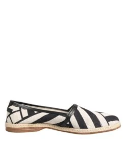 Dolce & Gabbana Black White Stripes Flat Espadrille Men's Shoes (Pre-Owned)