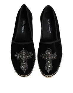 Dolce & Gabbana Black Cross Crystal Slip On Espadrille Men's Shoes 10 Dolce & Gabbana Black Cross Crystal Slip On Espadrille Men's Shoes -Lux Lair Store 8376223