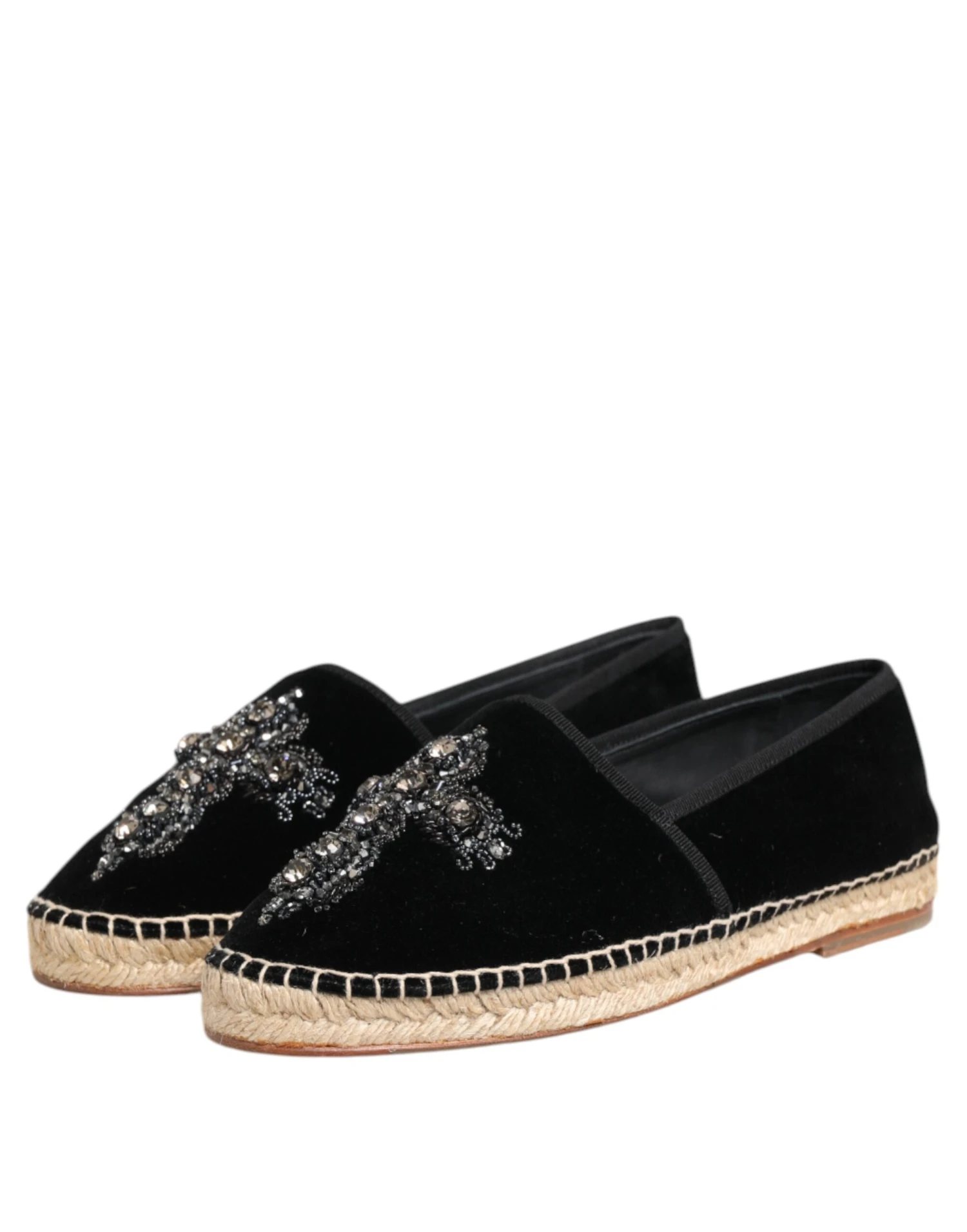 Dolce & Gabbana Black Cross Crystal Slip On Espadrille Men's Shoes 6 Dolce & Gabbana Black Cross Crystal Slip On Espadrille Men's Shoes - Image 4