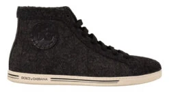Dolce & Gabbana Gray Wool Cotton Casual High Top Men's Sneakers