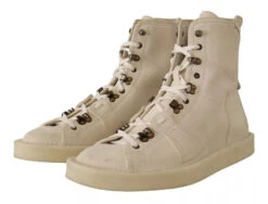 Dolce & Gabbana White Leather Lace Up Mens Men's Boots (Pre-Owned) -Lux Lair Store 8440554
