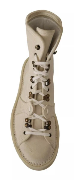Dolce & Gabbana White Leather Lace Up Mens Men's Boots (Pre-Owned) -Lux Lair Store 8440556