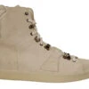 Dolce & Gabbana White Leather Lace Up Mens Men's Boots (Pre-Owned)