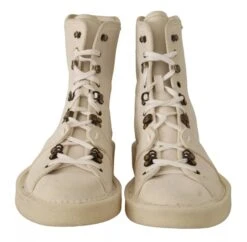 Dolce & Gabbana White Leather Lace Up Mens Men's Boots (Pre-Owned) -Lux Lair Store 8440561