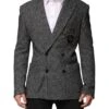 Dolce & Gabbana Black White Double Breasted Men Suit Men's Blazer