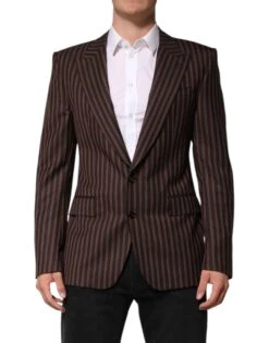 Dolce & Gabbana Black Brown Stripe Single Breasted Men's Blazer