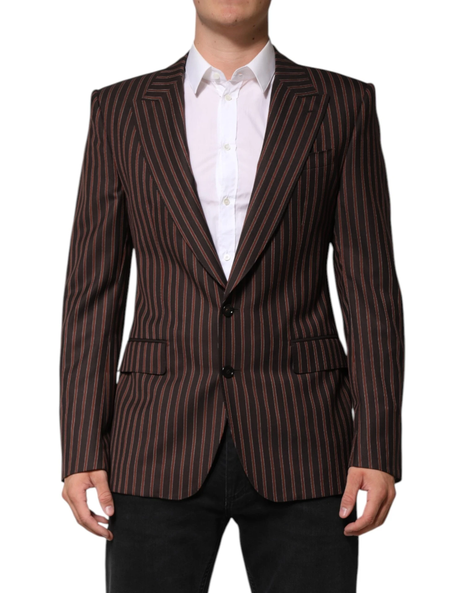 Dolce & Gabbana Black Brown Stripe Single Breasted Men's Blazer 3 Dolce & Gabbana Black Brown Stripe Single Breasted Men's Blazer