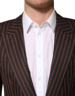 Dolce & Gabbana Black Brown Stripe Single Breasted Men's Blazer 10 Dolce & Gabbana Black Brown Stripe Single Breasted Men's Blazer -Lux Lair Store 8449220