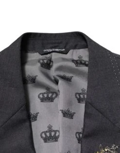 Dolce & Gabbana Dark Gray Bee Embroidery Wool Coat Men's Blazer 11 Dolce & Gabbana Dark Gray Bee Embroidery Wool Coat Men's Blazer -Lux Lair Store 8449272