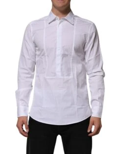 Dolce & Gabbana White Poplin Cotton Formal Men Dress Men's Shirt (Pre-Owned)