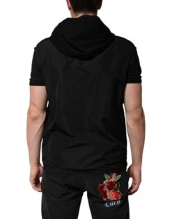 Dolce & Gabbana Black Sleeveless Hooded Logo Plaque Men's Jacket 9 Dolce & Gabbana Black Sleeveless Hooded Logo Plaque Men's Jacket -Lux Lair Store 8449628