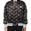 Dolce & Gabbana Black Polyester Heart Print Bomber Men's Jacket 1 Dolce & Gabbana Black Polyester Heart Print Bomber Men's Jacket -Lux Lair Store 8449913