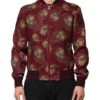 Dolce & Gabbana Maroon Peacock Feather Print Bomber Men's Jacket 1 Dolce & Gabbana Maroon Peacock Feather Print Bomber Men's Jacket -Lux Lair Store 8450037