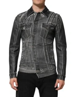 Dolce & Gabbana Gray Washed Cotton Stretch Denim Men's Jacket