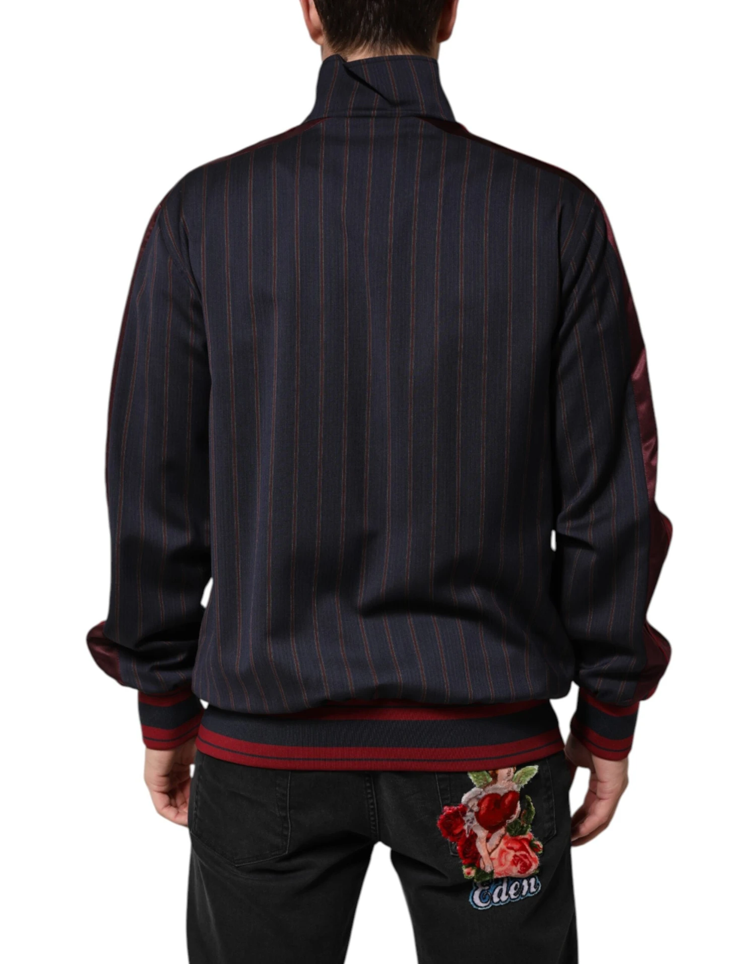 Dolce & Gabbana Blue Red Striped Logo Plaque Full Zip Men's Jacket 5 Dolce & Gabbana Blue Red Striped Logo Plaque Full Zip Men's Jacket - Image 3