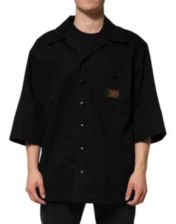 Dolce & Gabbana Black Short Sleeve Button Men Casual Men's Shirt