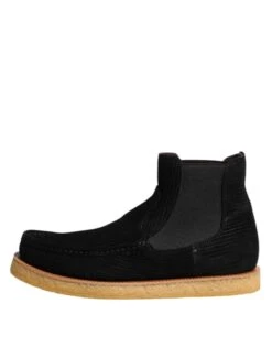 Dolce & Gabbana Black Calf Suede Slip On Ankle Boots Men's Shoes -Lux Lair Store 8450421