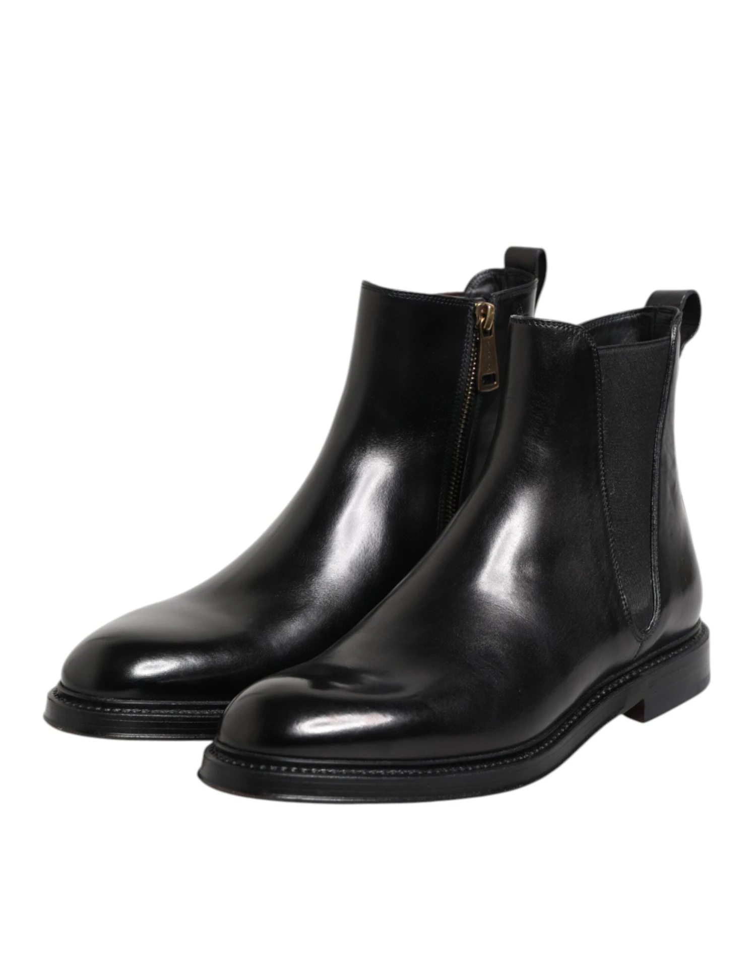 Dolce & Gabbana Black Chelsea Leather Mid Calf Boots Men's Shoes 6 Dolce & Gabbana Black Chelsea Leather Mid Calf Boots Men's Shoes - Image 4