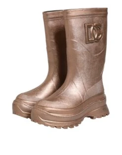 Dolce & Gabbana Metallic Gold Pull On Rain Boots Men's Shoes (Pre-Owned) -Lux Lair Store 8450748