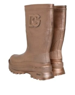 Dolce & Gabbana Metallic Gold Pull On Rain Boots Men's Shoes (Pre-Owned) -Lux Lair Store 8450750