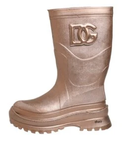 Dolce & Gabbana Metallic Gold Pull On Rain Boots Men's Shoes (Pre-Owned) -Lux Lair Store 8450751