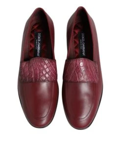 Dolce & Gabbana Burgundy Leather Formal Slip On Men's Shoes -Lux Lair Store 8450925