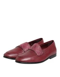 Dolce & Gabbana Burgundy Leather Formal Slip On Men's Shoes -Lux Lair Store 8450926