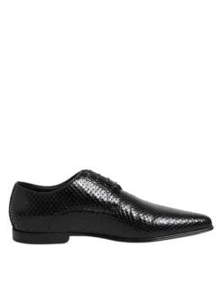 Dolce & Gabbana Black Exotic Leather Lace Up Derby Men's Shoes