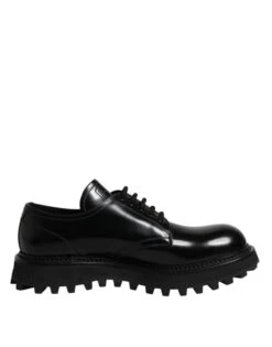 Dolce & Gabbana Black Leather Lace Up Trekking Dress Men's Shoes (Pre-Owned)