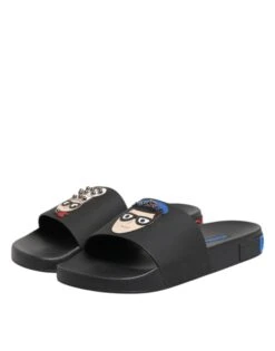 Dolce & Gabbana Black Leather Slides Flats Beachwear Men's Shoes -Lux Lair Store 8451451