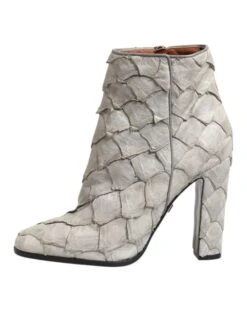 Dolce & Gabbana Off White Leather Heels Ankle Boots Women's Shoes -Lux Lair Store 8461197