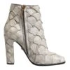 Dolce & Gabbana Off White Leather Heels Ankle Boots Women's Shoes -Lux Lair Store 8461198