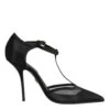 Dolce & Gabbana Black Mesh T-strap Stiletto High Heels Women's Shoes