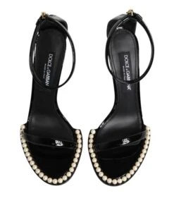 Dolce & Gabbana Black KEIRA Pearl Embellished Sandals Women's Shoes -Lux Lair Store 8463594