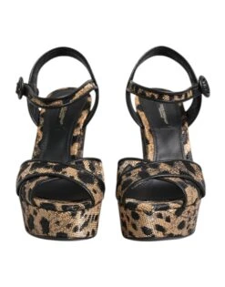 Dolce & Gabbana Brown Leopard Wedges Ankle Strap Sandals Women's Shoes -Lux Lair Store 8464199