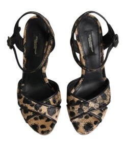 Dolce & Gabbana Brown Leopard Wedges Ankle Strap Sandals Women's Shoes -Lux Lair Store 8464200