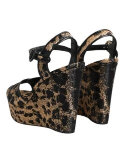 Dolce & Gabbana Brown Leopard Wedges Ankle Strap Sandals Women's Shoes -Lux Lair Store 8464202